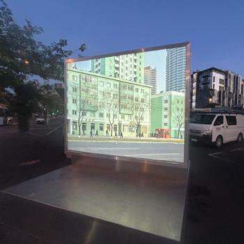 Apartments 02, 2019 by Nicole Reed; lightbox Footscray Library carpark